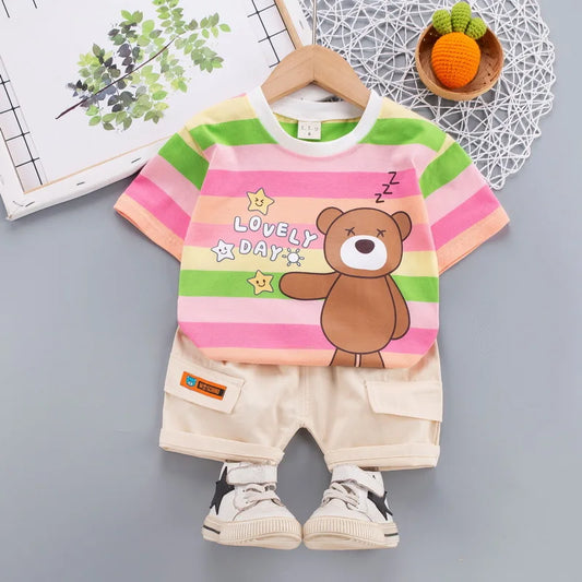 0-4 Year Old Boys and Girls Cute Cotton Summer Clothes Set Children's Short-Sleeved T-Shirt handsome