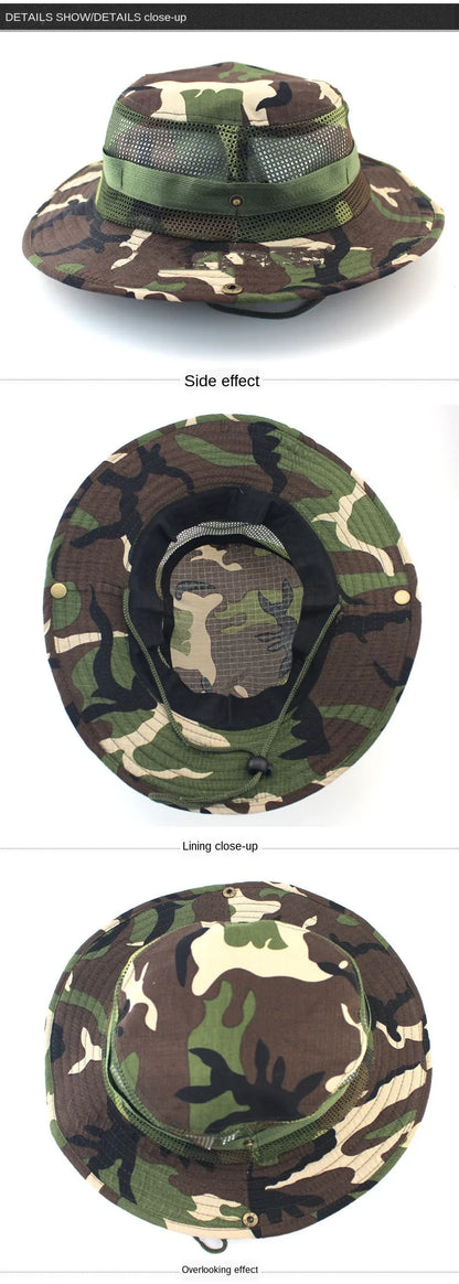 Camouflage Tactical Cap Boonie Bucket Hat Caps Camo Men Outdoor Sports