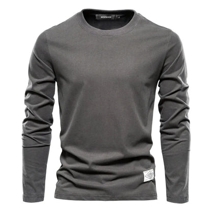 100% Cotton Long Sleeve T Shirt For Men Solid Spring Casual Mens T-shirts High Quality Male Tops Classic Clothes Men's T-shirts