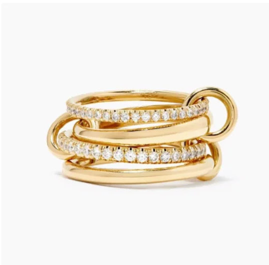 S925 Silver AAA Zircon Colorful  Link Chain Rings Women Jewlery Designer T Show Club Cocktail Party Rare Japan Korean INS