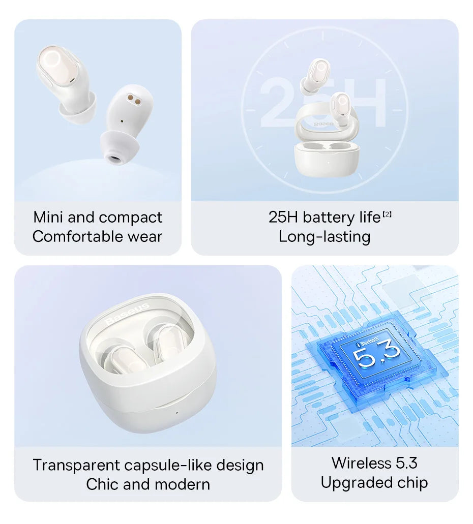 Baseus WM02 TWS Wireless Earphone Bluetooth 5.3 Headphone Headset True Wireless Earbuds Handsfree Ear Buds For iPhone 14 Pro Max