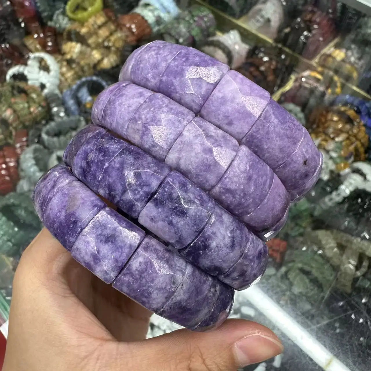 Natural 12x15mm Faceted Stone Unique Crystal Citrine Agate Amethyst Pyrite Fashion Elastic Handcrafted Bracelets Energy Bangles