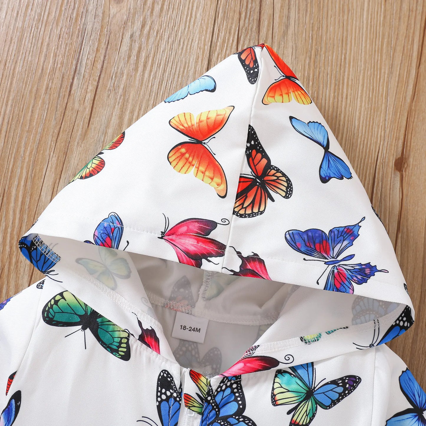 Explosive girls autumn hooded sweater cartoon butterfly print long-sleeved casual jacket kids fashion windbreaker baby clothing
