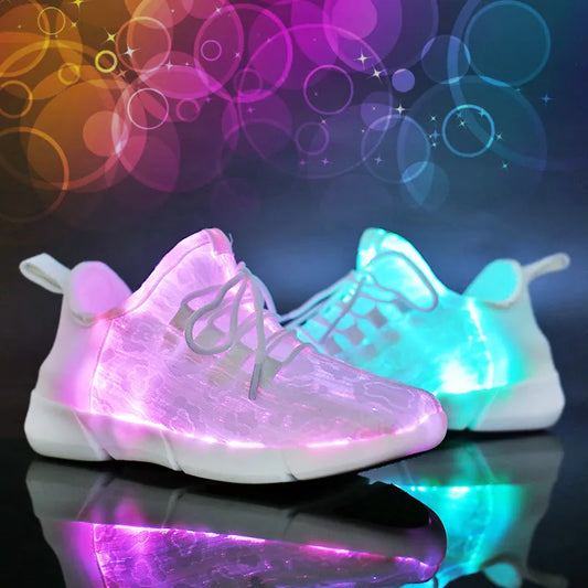 Summer Boy Adults Luminous Glowing Sneakers Led Fiber Optic Shoes for Girls Boys