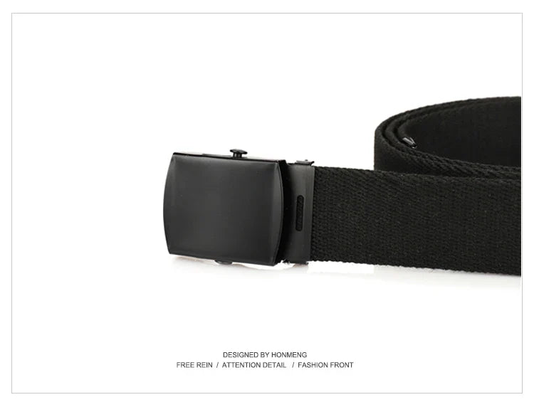 New Unisex Automatic Buckle Fashion Nylon Belt Classic Popular Casual Light Practical Woven Smooth Women Men Canvas Belt 3.8cm