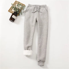 Lucyever Winter Thicken Plush Sweatpants Women Elastic Waist Warm Harem