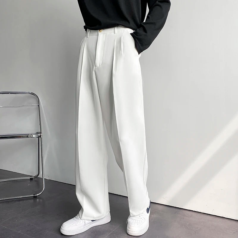 Solid Color Formal Suit Pants Men Korean Fashion Loose Casual Pants Men