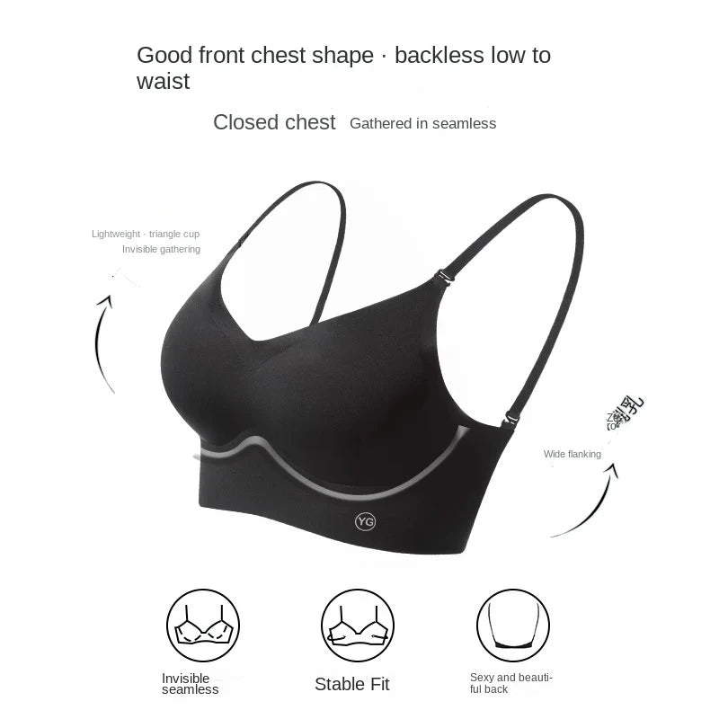 Bra Women's Slim U-shaped Seamless Backless Underwear Triangle Cup