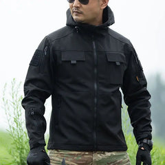 Hooded Tactical Jacket Men Army Training Wear-resistant Windbreaker Outdoors Camping