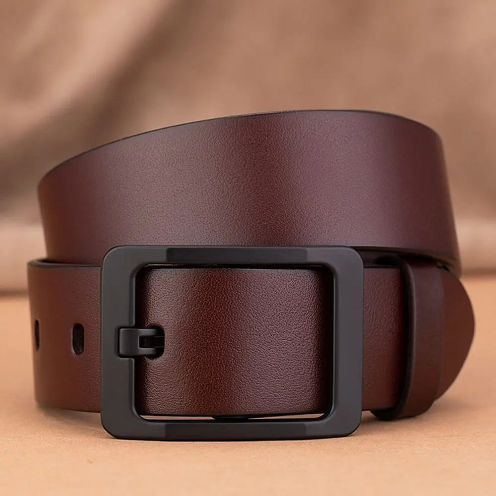 Man Retro Leather Belt Pin Buckle Jeans Black Belt Business Casual Luxury Brand Vintage Strap Waistband