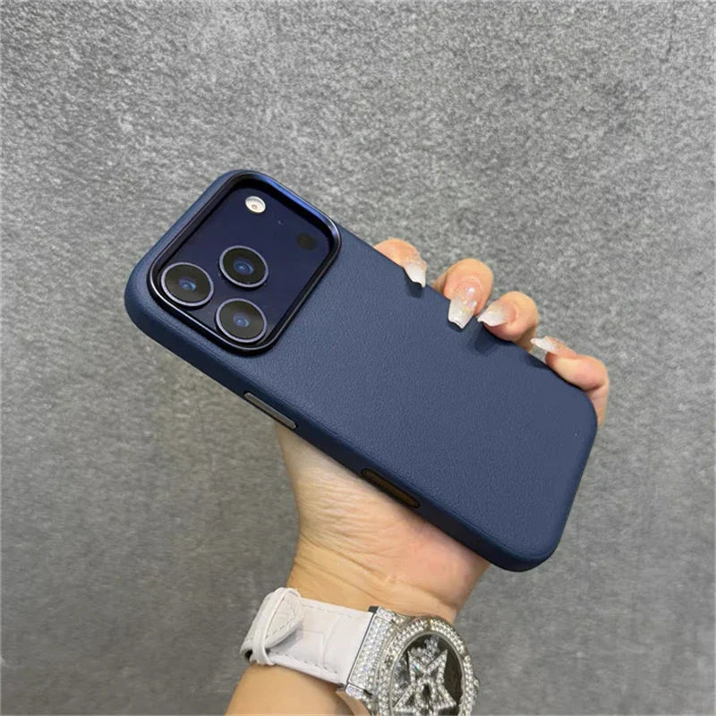 Magnetic Leather Case For iPhone 17 Pro Max 17 Ari MagSafe Silicone Border Protect Back Cover Shell With Ai Button Bumper