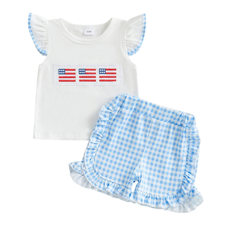 Baby Girl Boy Independence Day Clothes 4th of July Kids Outfits American Flag Summer Outfit Top Shorts 2Pcs