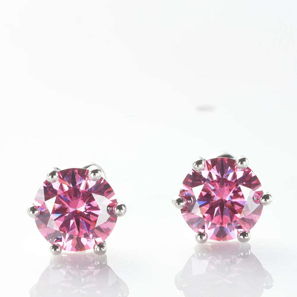 Gica Gema 0.5-2ct Moissanite Screw Stud Earrings D Color 925 Sterling Silver Diamond Earrings For Women Wedding Fine Jewelry