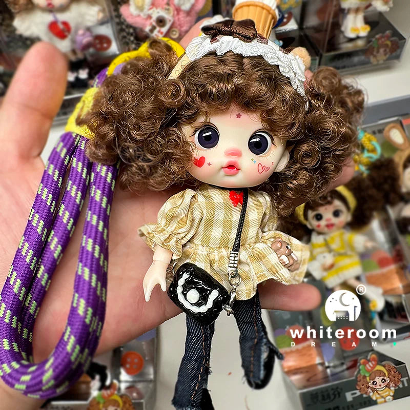 bjd doll Dolls for girls 13cm Labbu doll pocket mini blyth girl Doll Barbi Cry Baby Ball jointed doll Mobile phone Decoration
