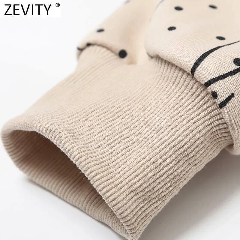Women Fashion Beauty Girls Print Casual Sweatshirts Female Basic O Neck Knitted Hoodies