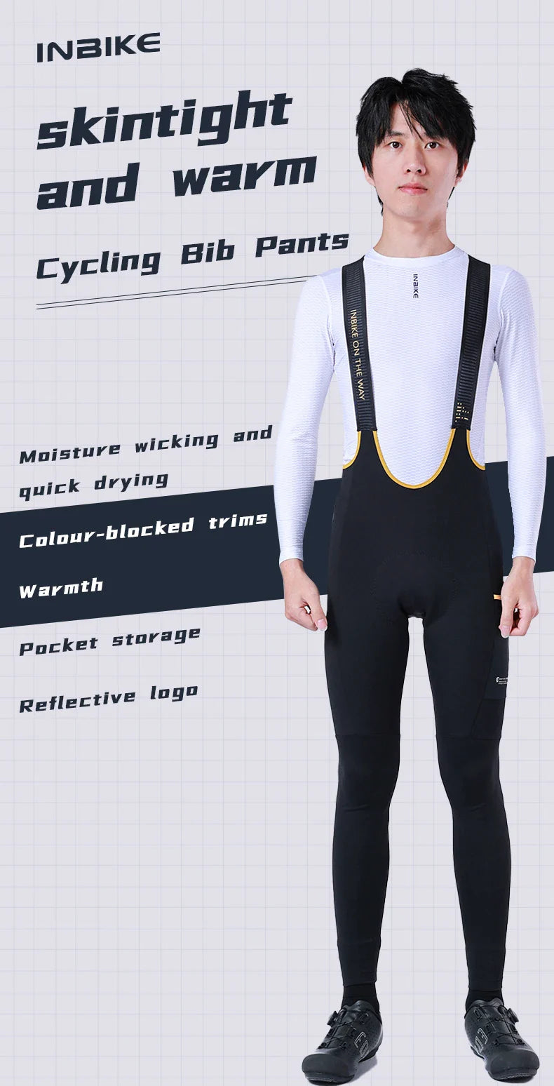 INBIKE Fleece Men's Cycling Jersey  Winter Cycling Sets Warm Long-sleeved Suit Soad Bike Bicycle Jacket Overalls Riding Suit