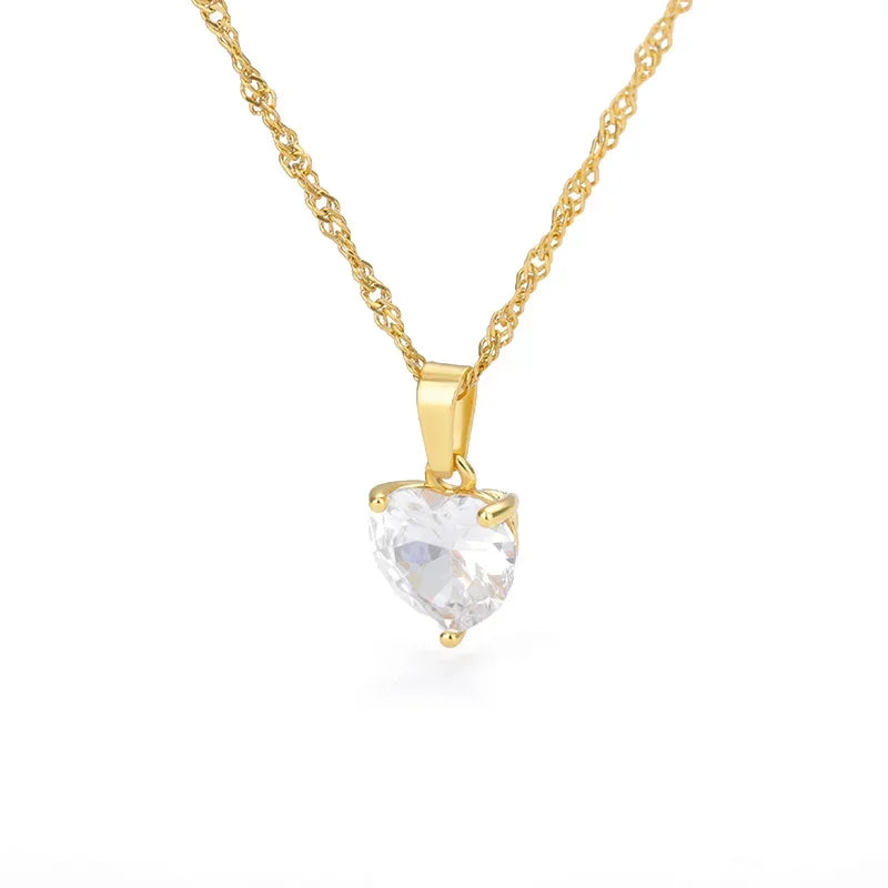 Stainless Steel Love Heart Pendant Necklace For Women Fashion Gold Color Flower Necklace Couple Aesthetic Jewelry Accessories