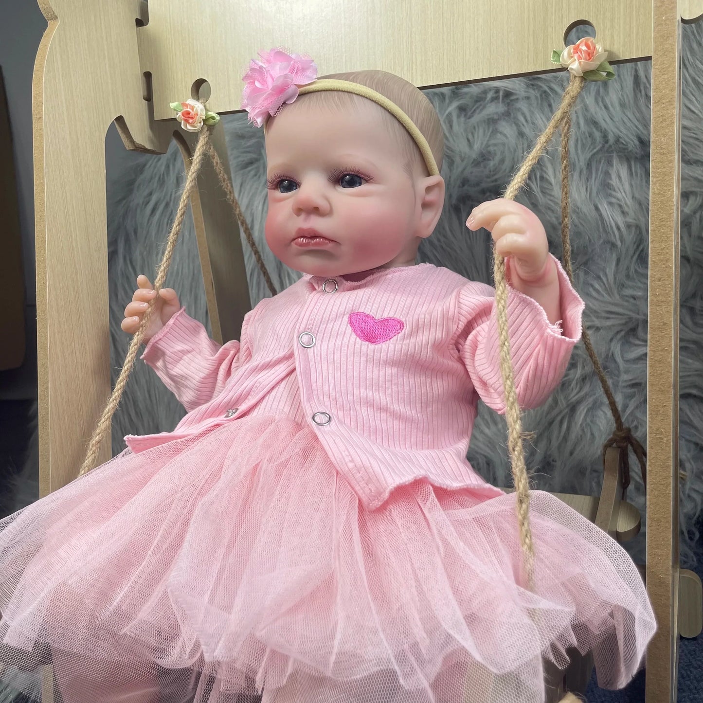 MRB 50CM LouLou Awake Princess Girl Reborn Baby Doll Open Blue Eyes 3D Skin Visible Veins Collectible Doll Toy Christmas Gift