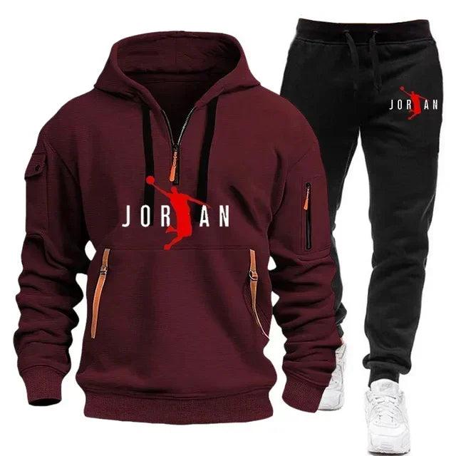 2025 New Autumn and winter new trend men's blazer + Tracksuit pants Fashion casual jogging print sportswear outdoor sportswear