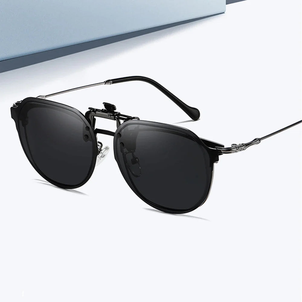 VIVIBEE Flip Up Clip on Sunglasses Polarized Men Driving Women Fishing UV400 Night Vision Sun Glasses Clips Universal Goggles