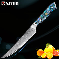 Japanese Damascus AUS-10 Steel 6 Inch Utility Knife Ultra Sharp Chef Slicing