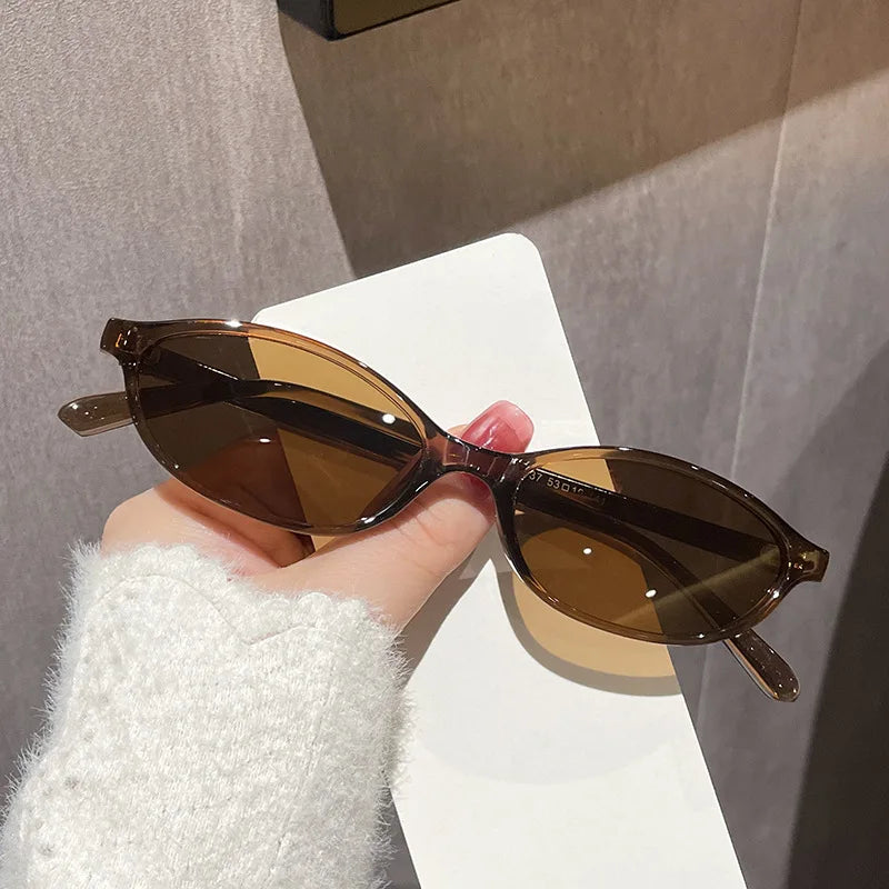 2025 Women's Leopard Brown Sunglasses Fashion Brand Small Frame Sun Glasses Ladies Retro Oval Eyewear Shade Oculus De Sol