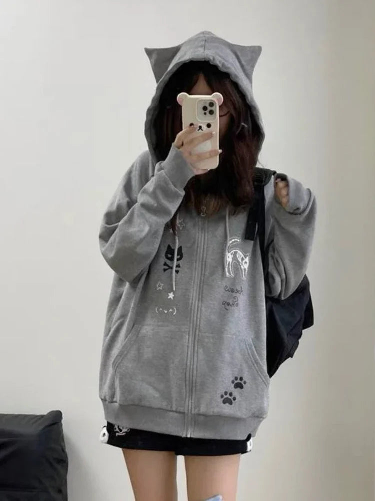 Kawaii Sweet Gothic Hoodies Women Japanese Style Y2k Harajuku Cute