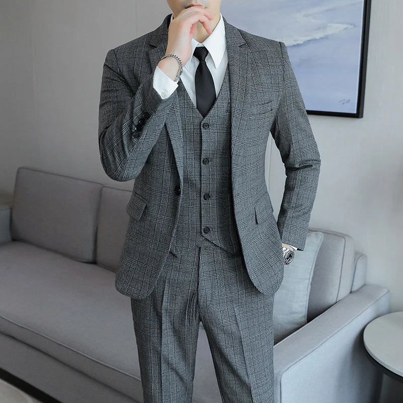Tuxedo for Mens: Men's Stylish and Handsome 3/2 Piece Set Smart Casual Four Seasons