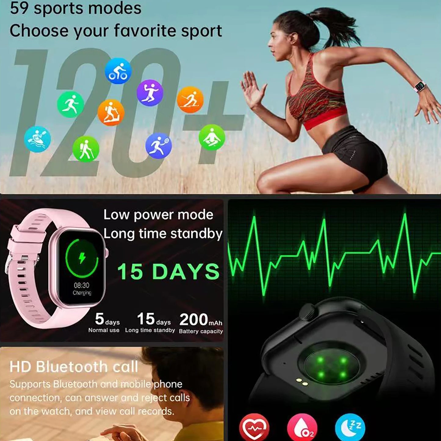New QX7 Smart Watch Men 2.01-inch SmartWatch Bluetooth Call GPS AI Voice Heart rate Blood oxygen Android &IOS Sports Smartwatch