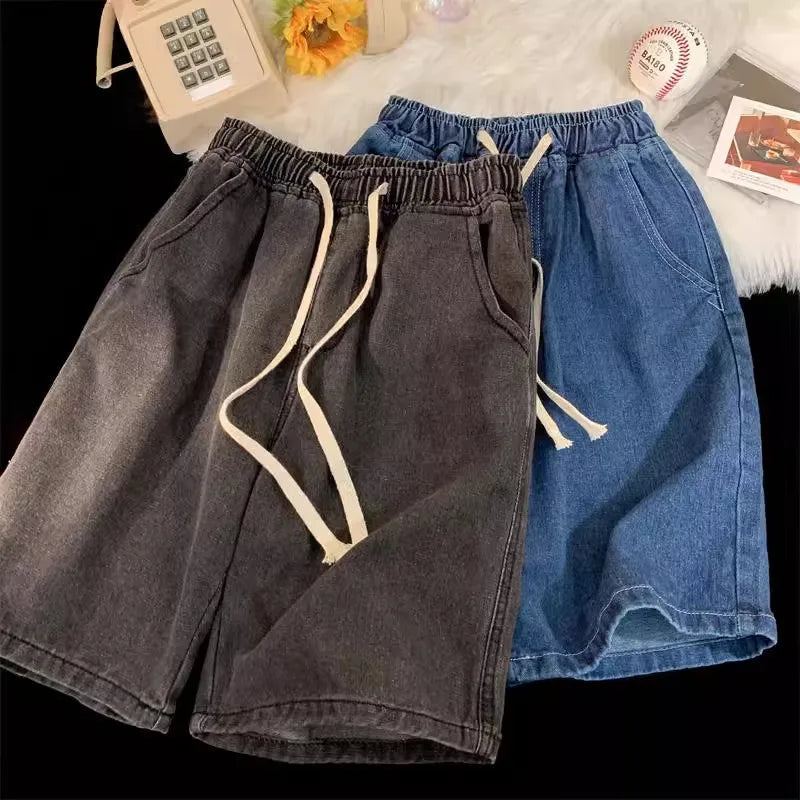 Shorts Jeans Men Denim Pants Stretch Dark Blue Fashion Design Men's Jeans