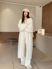 Autumn/Winter Lazy Style Loose Knee Length Thickened Pure Imitation Mink Fleece