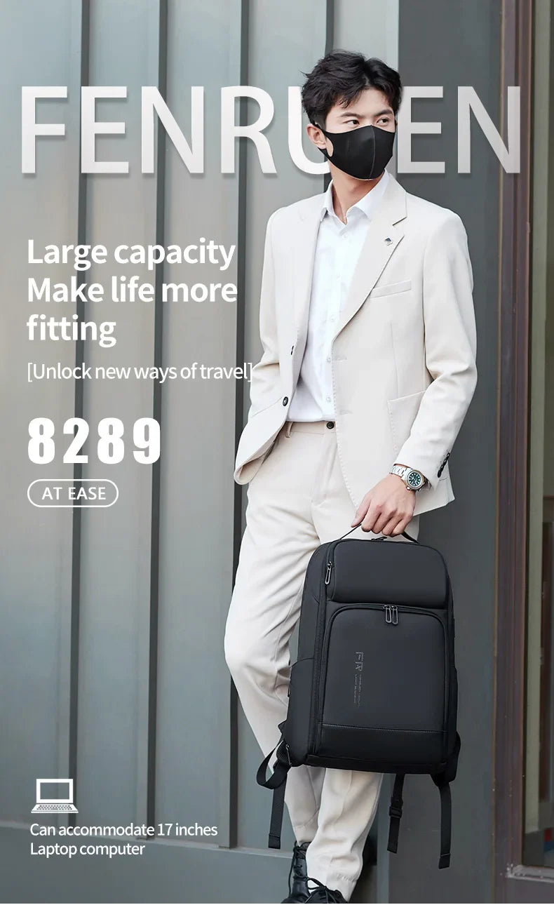 Fenruien Business Waterproof Backpacks USB Charging Men Backpack Fit 15.6 Inch Laptop Travel 35L Large Capacity Backpack