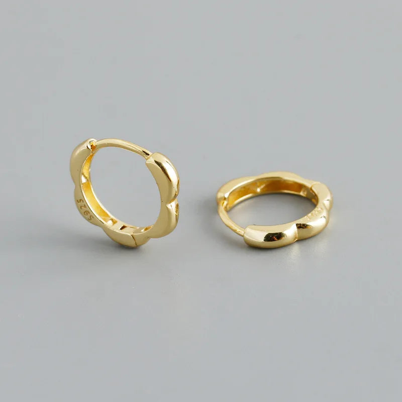 WANTME 925 Sterling Silver Simple European Plum Circle Hoop Earrings For Women Fashion Charms Huggies Party Jewelry Accessories