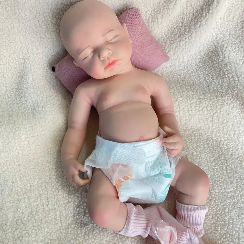 Full Body Silicone Reborn Baby Girl Loulou 20Inch 1:1 Lifelike Silicone Bebe Washable Newborn Dolls for Kids Teaching