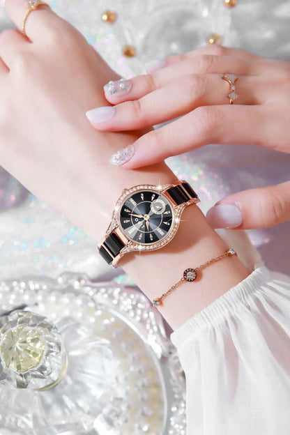 Watch For Women Brand Retro Light Luxury Waterproof Diamond inlaid high quality Stainless Steel Female Fashion Clock Watchees