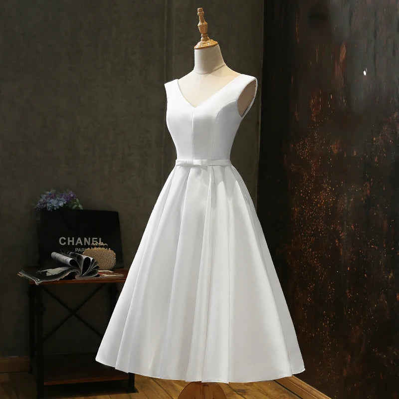 Homecoming Dresses: Midi Bride Dress Elegant Prom Evening Dress