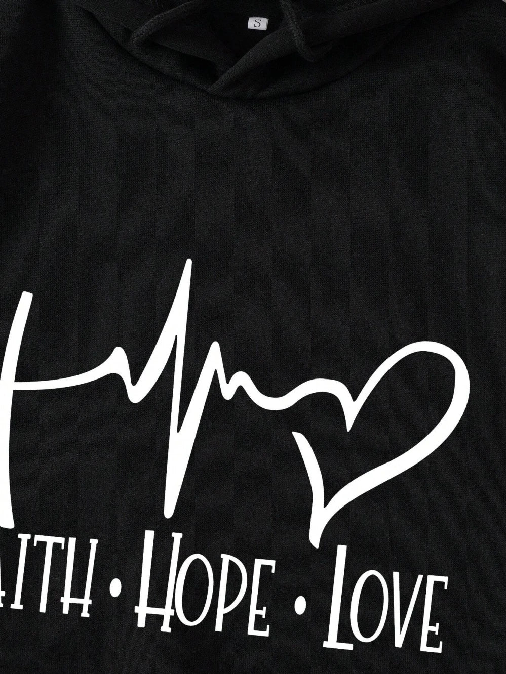 Faith Hope Love Letter Graphic Women Hoody Street Casual Loose Sweatshirt