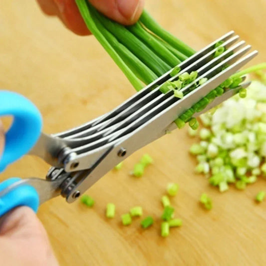 Muti-Layers Kitchen Scissors Stainless Steel Vegetable Cutter Scallion Herb Laver