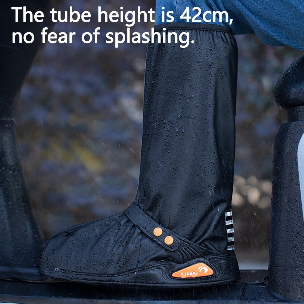New Upgrade Rain Boot Shoe Cover Waterproof with Reflector High Top Clear Shoes Dust Covers Motorcycle Bike Rain Cover Snowproof