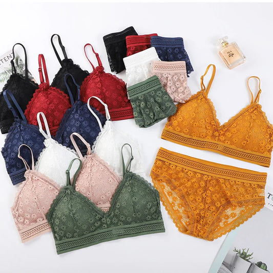 Bra and Panty Set Push Up Seamless Bras Mid Waist Briefs Underwear Sets