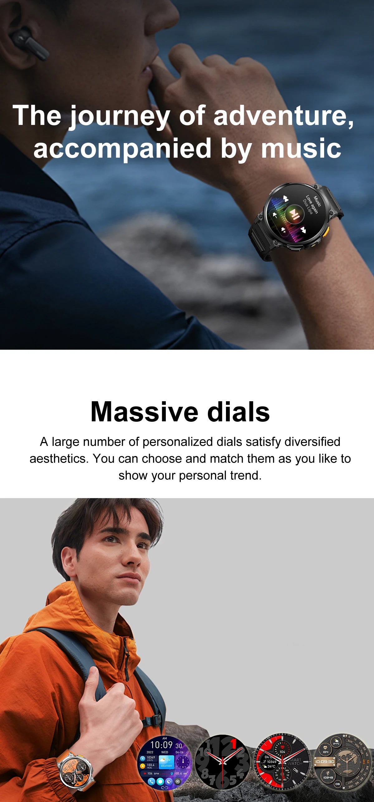 LIGE 1.85” HD Screen LED Flashlight Smart Watch Men 730mAh Large Battery BT Call Man Bracelet Waterproof Fitness Men Smartwatch
