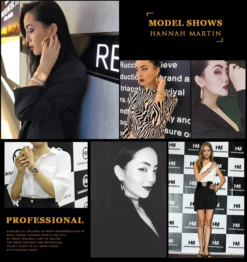 Hannah Martin Luxury Brand Quartz Watch Life Waterproof Women Watch Fashion Women Classic Simple Design Clock Gifts Reloj Mujer