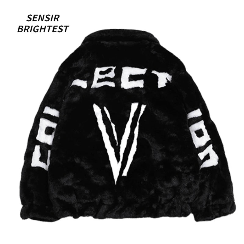 Winter Unisex Rabbit Hair Cotton Clothes hick Warm Men's Fur Coat Loose Imitation Jacket