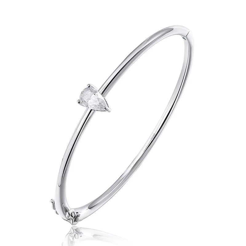 Smyoue 1CT Pear Cut Certified Moissanite Bangles for Women 100% S925 Solid Silver Lab Diamond Bracelets Birthday Gift Jewelry