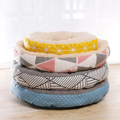 Round Dog Bed House Dog Mat Long Plush Cats Nest Dog Basket Pet Cushion Soft