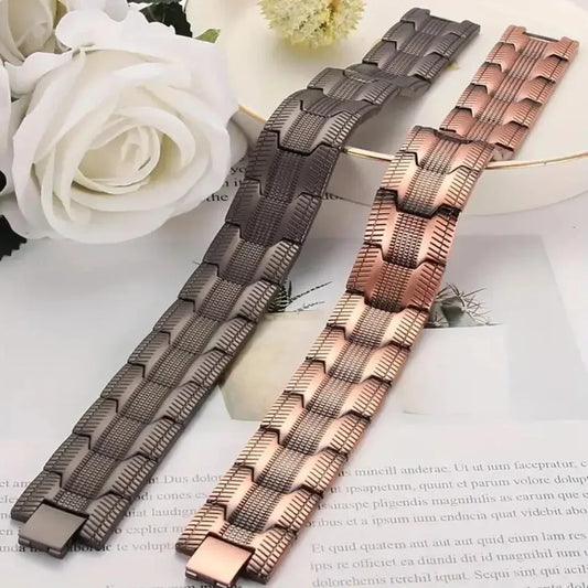 ARADOO Pure Copper Bracelet for Men Vintage Magnetic Bracelets Wristband Adjustable Jewelry Gift