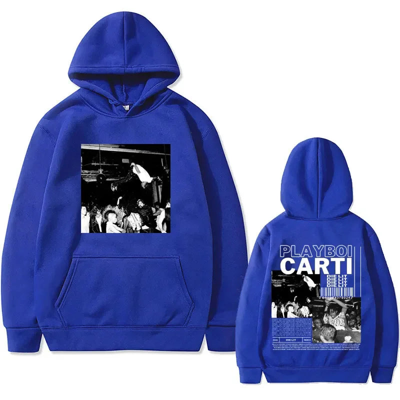 Hip Hop Rapper Playboi Carti Die Lit Music Album Hoodie Men's Fleece Cotton Sweatshirt