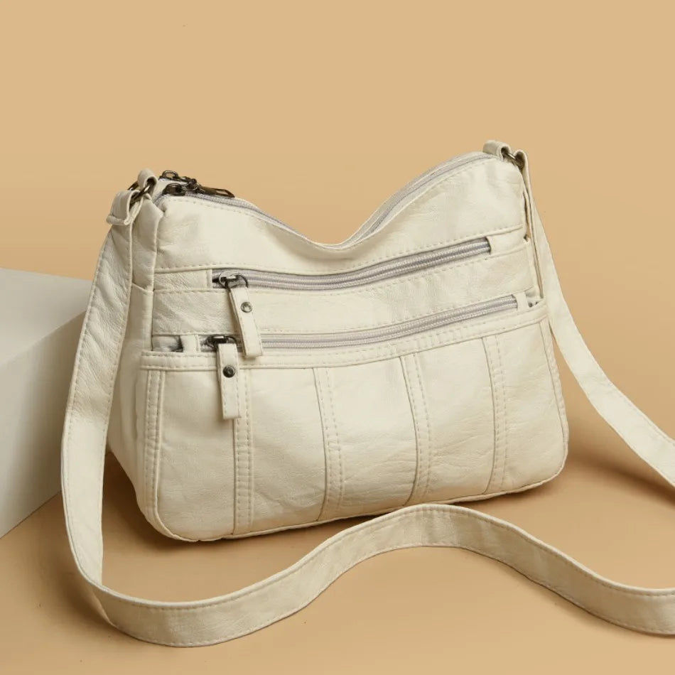 Fashion Soft Leather Crossbody Bags for Women Casual Female Multi Pocket