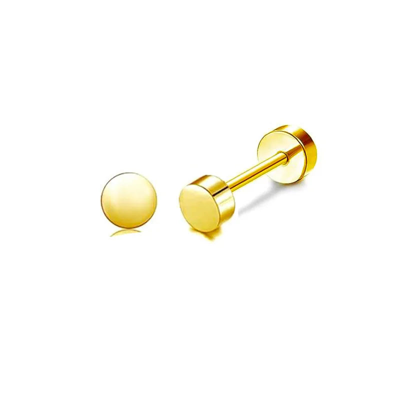 2PCS/Set Stainless Steel Gold Flower Cross Stud Earrings for Women Cute Mini Pearl Earrings Tragus Cartilage Piercing Jewelry