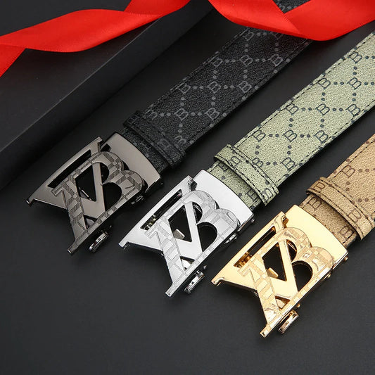 Real leather luxury automatic buckle men belt fashion trend business belt men and women's universal jeans versatile belt for men